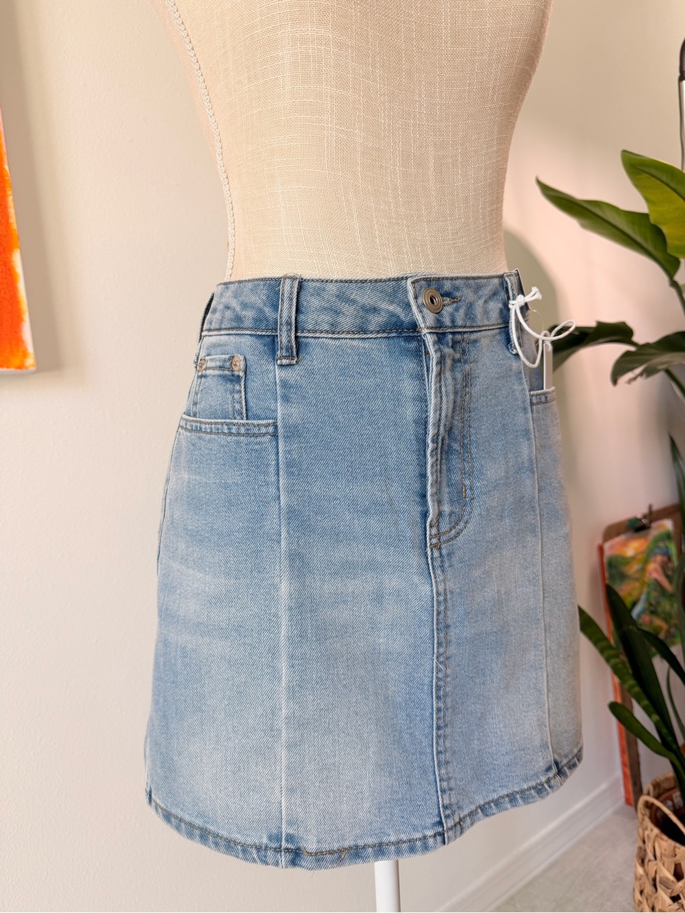 Celebrity Pink Light Blue Denim Mini Skirt